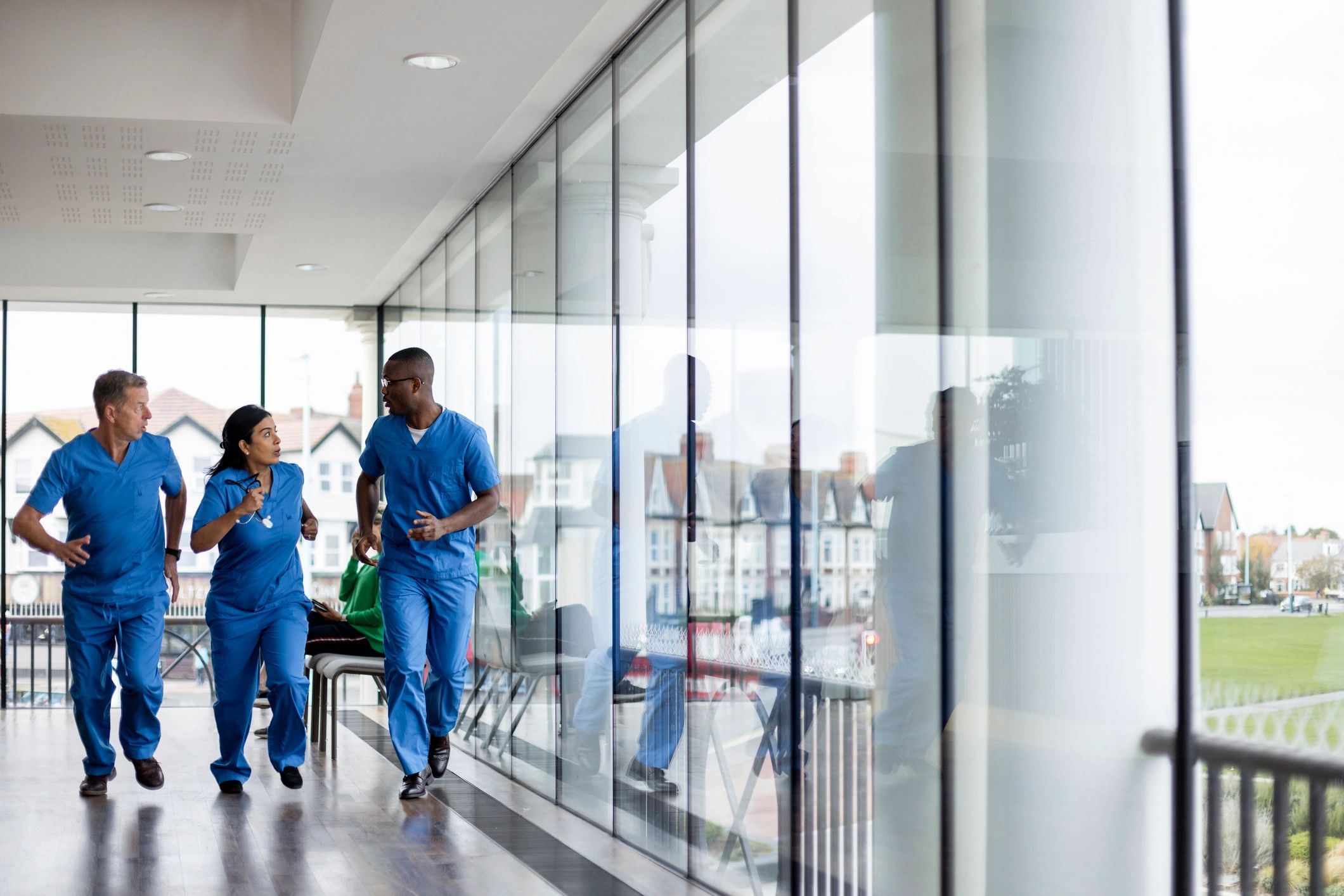 Medical team in a hospital corridor