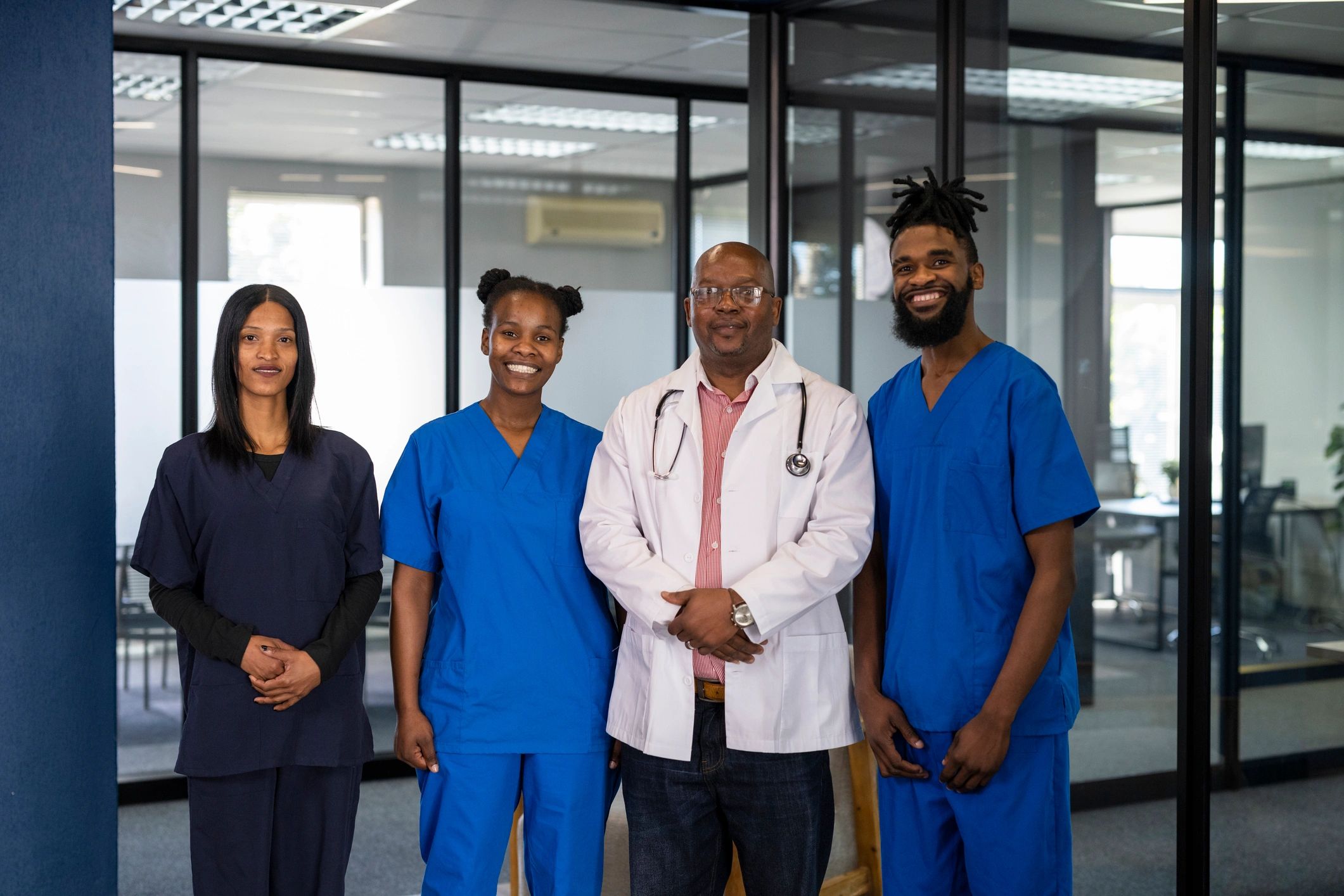 Confident medical team in a private clinic