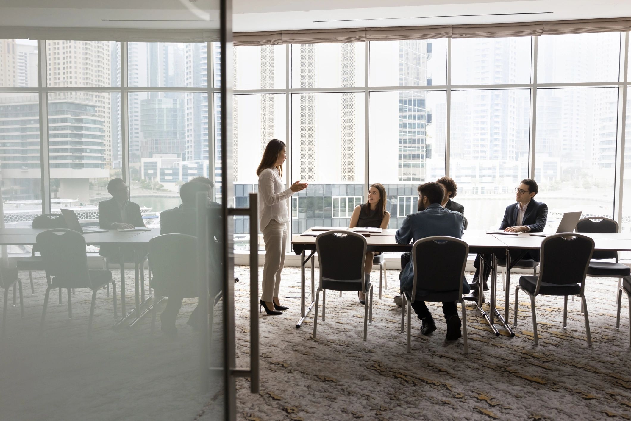Business team collaborating at a conference table